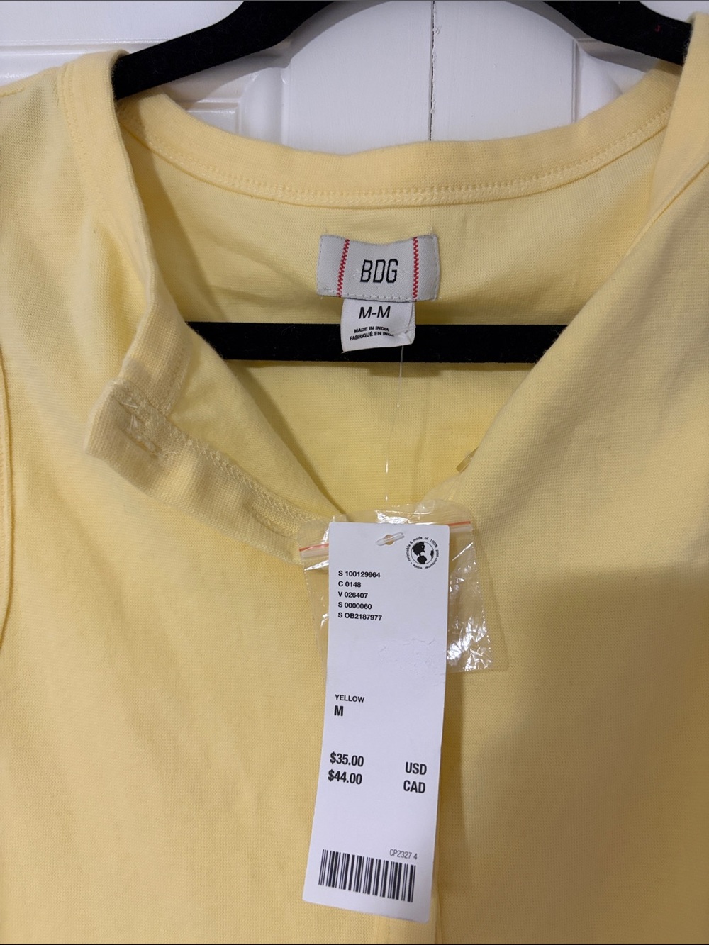 BDG Yellow Sleeveless Button-Front Tank Top - Picture 2 of 3